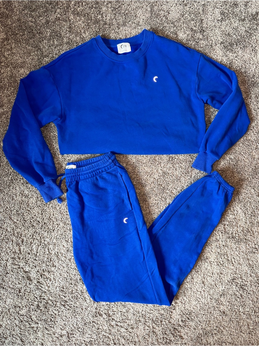 Small ZYIA Active Women’s Royal Blue Sweatpants & Sweatshirt Matching Set